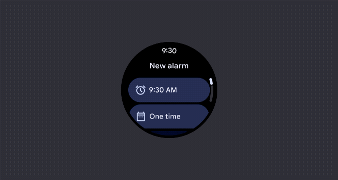 Screenshot representing an EdgeButton in a scrollable screen