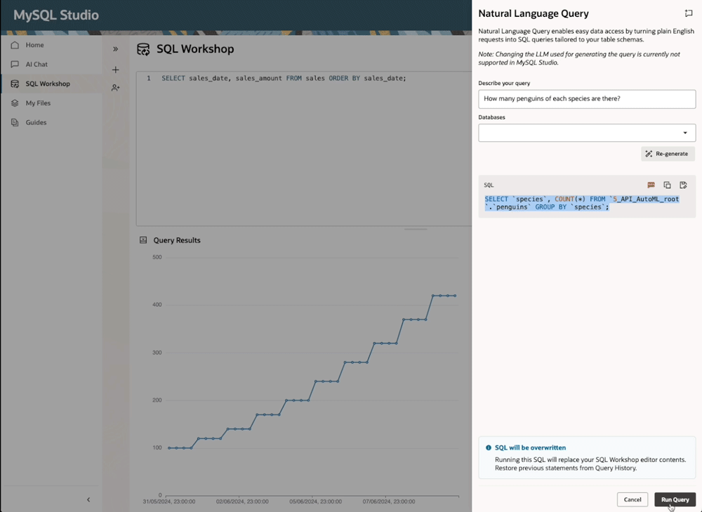 MySQL Studioでの自然言語からSQL文の生成