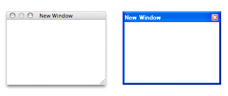 MacintoshとWindowsのユーティリティスタイルのウィンドウ