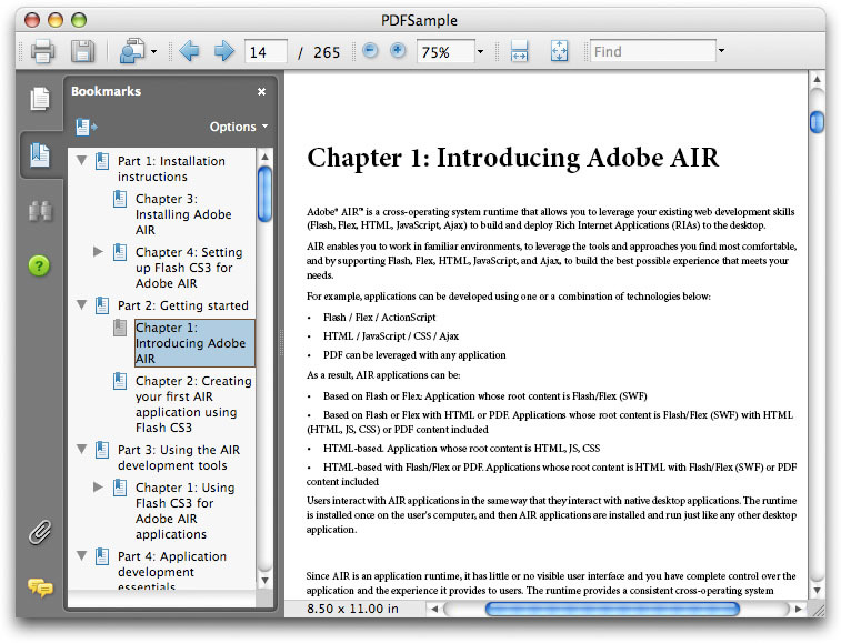 PDFはAdobe Readerの機能を使って表示される