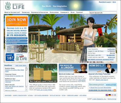 Second LifeのWebサイト