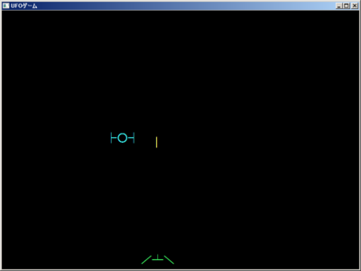 Diksamで作成したUFOゲームの画面