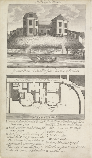 図3　19世紀初頭に出版された報道用インフォグラフィック「Ground Plan of Mr. Blight's House and Premises（ブライト氏の家と敷地の平面図）」