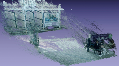 図4　高速度撮影で駅のホームの風景を3Dスキャン