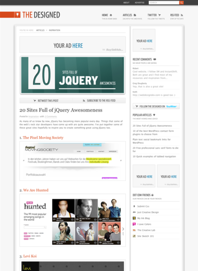 図3　jQueryを使ったすごいサイト集です