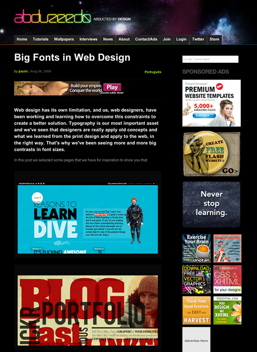 図5　大きな文字のWebデザインギャラリー