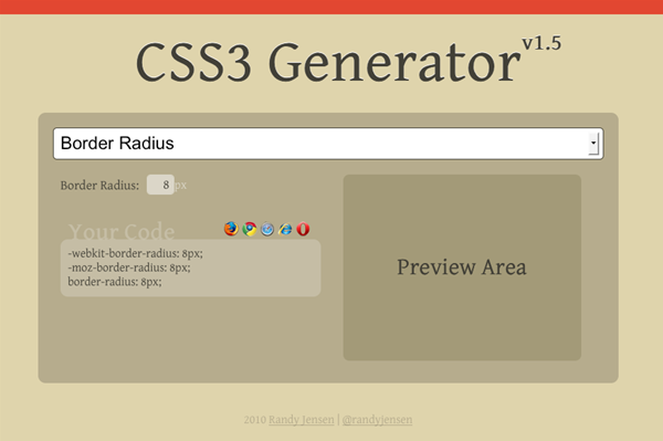 図6　CSS3 GeneratorでBorder Radiusを設定した例