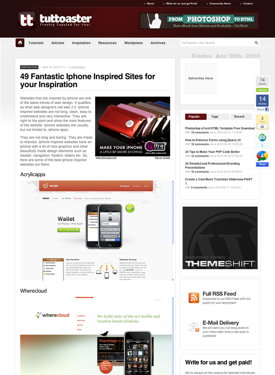 図5　デザインの優れたiPhone関連のサイト集