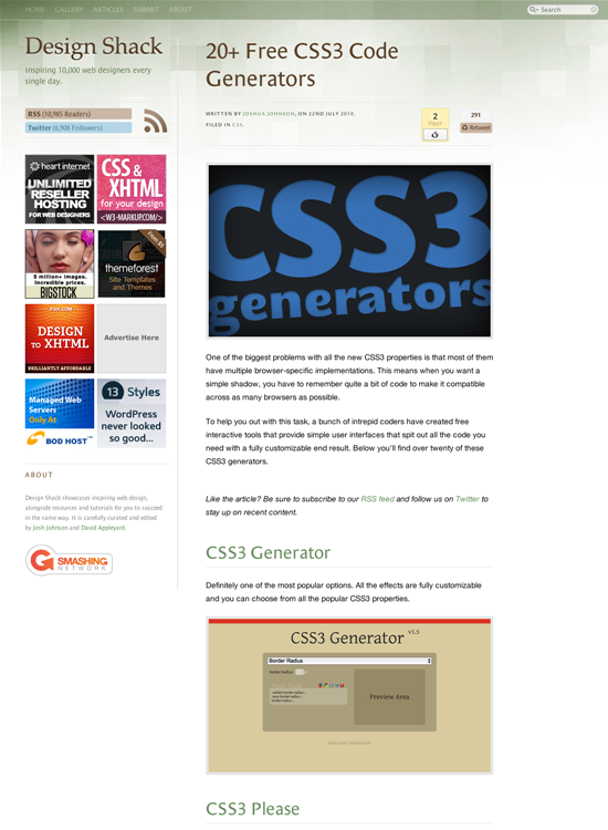 図3　CSS3のコードジェネレーターを20個紹介