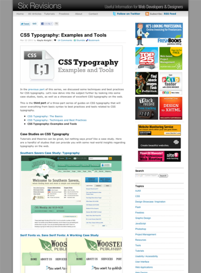 図3　CSSタイポグラフィの実例とツール