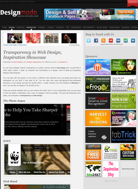 図5　透明度を使ったWebデザインのショーケース