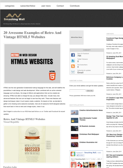 図3　レトロ＆ビンテージデザインのHTML5サイトのショーケース