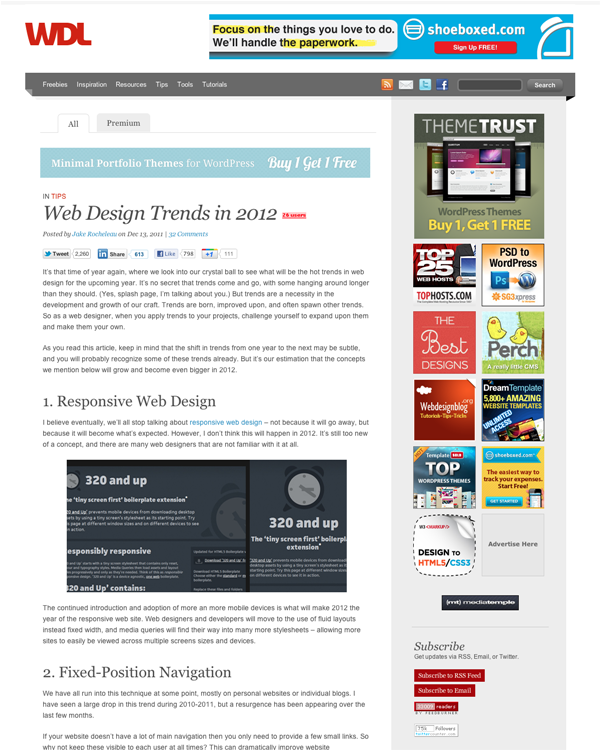 図1　2012年のWebデザインのトレンド