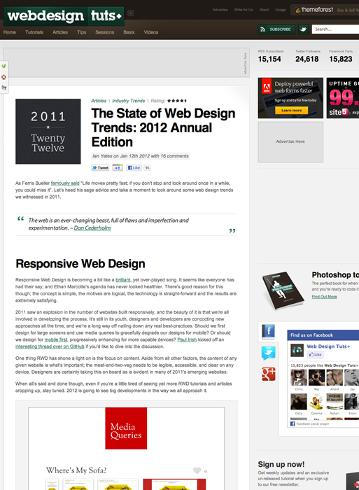 図1　2012年版、Webデザインのトレンド事情