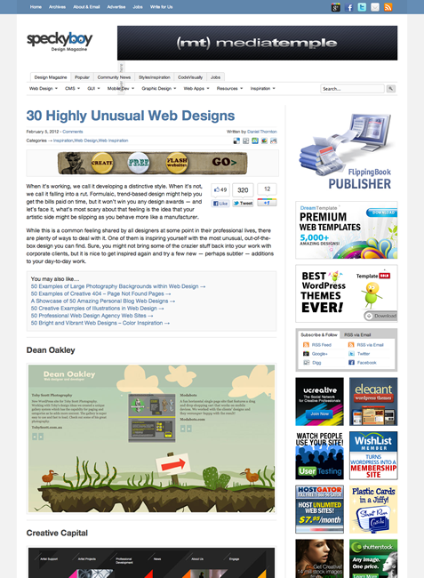 図1　変わったWebデザインのサイトギャラリー