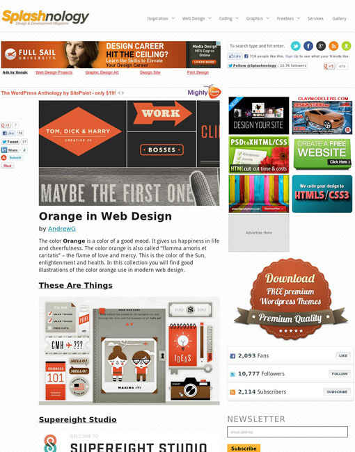 図3　オレンジ色を使ったWebデザイン