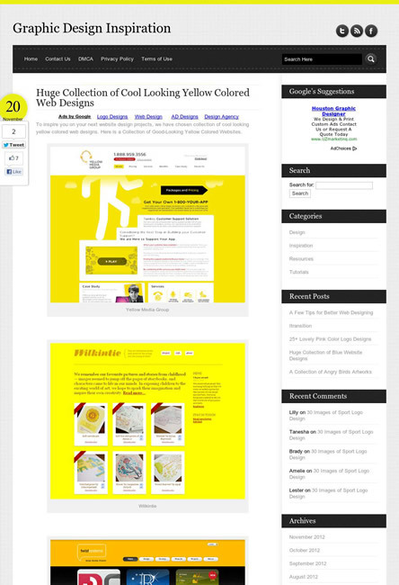 図5　黄色を使ったWebデザインのギャラリー