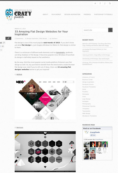 図3　フラットデザインのWebサイトのギャラリー