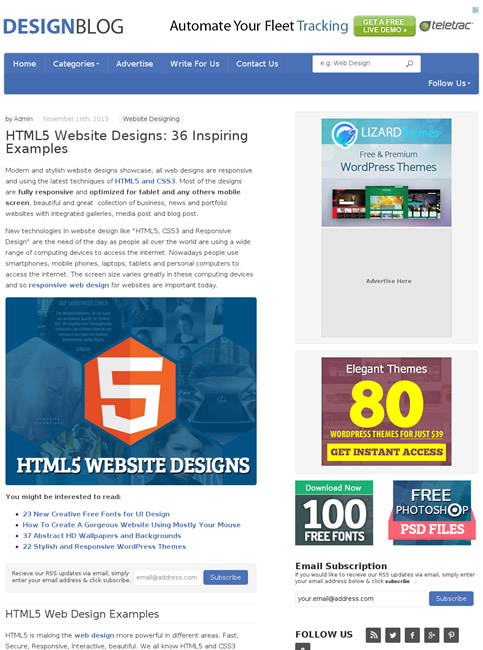 図3　HTML5で作られたWebデザインのギャラリー