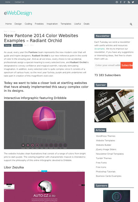 図5　2014年の流行色を使ったWebデザインのギャラリー