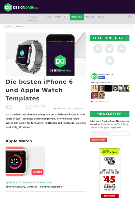 図5　Apple WatchとiPhone 6のテンプレート素材まとめ
