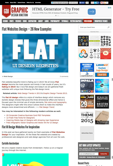 図5　フラットデザインのWebサイトのギャラリー