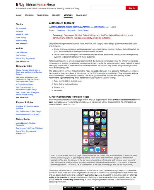 図1　iOS向けデザインにおける破るべき4つのルール