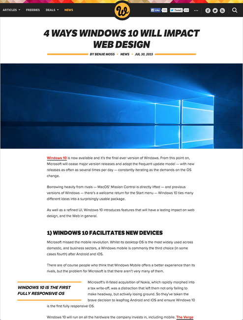 図3　Windows 10がWebデザインに与える影響4点