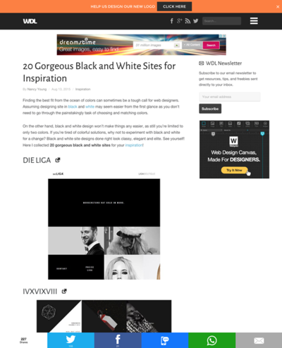 図5　白黒ベースのWebデザインのギャラリー