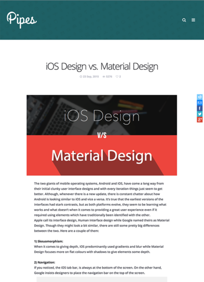 図2　iOSデザインとマテリアルデザインとの比較