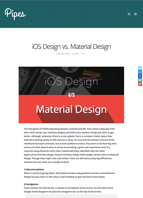 図2　iOSデザインとマテリアルデザインとの比較