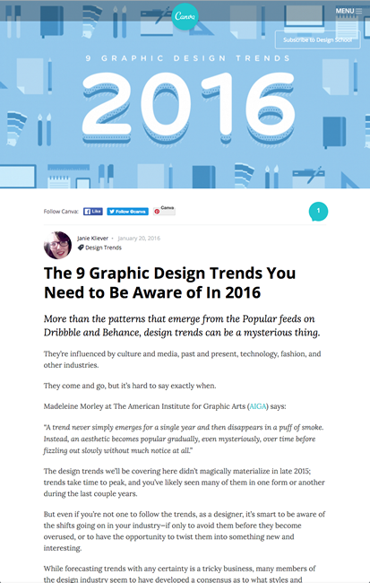図2　2016年に知っておくべきグラフィックデザインのトレンド9個