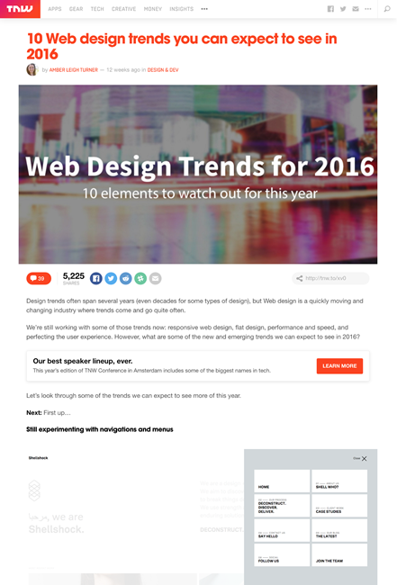 図2　2016年のWebデザインのトレンド10個