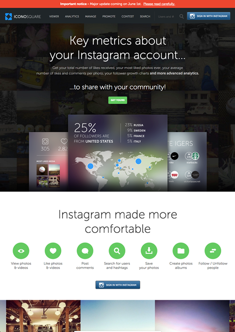 図6　Instagramの分析を行うサービスIconosquar