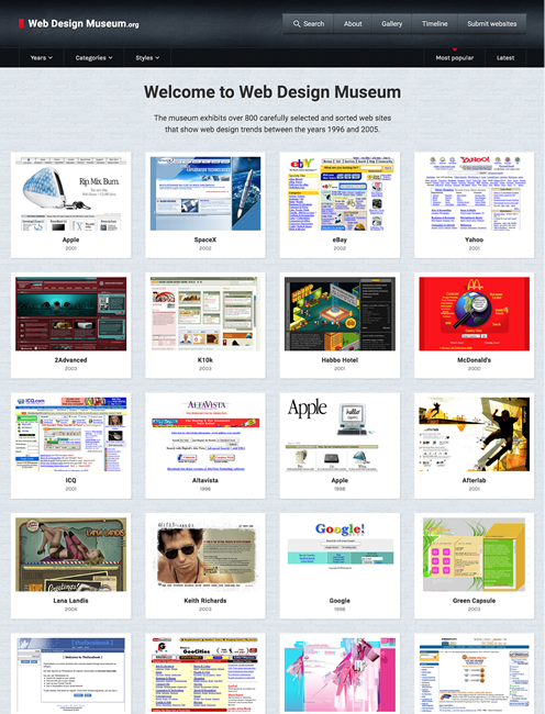図6　ウェブデザインの歴史を振り返る博物館的なサイト