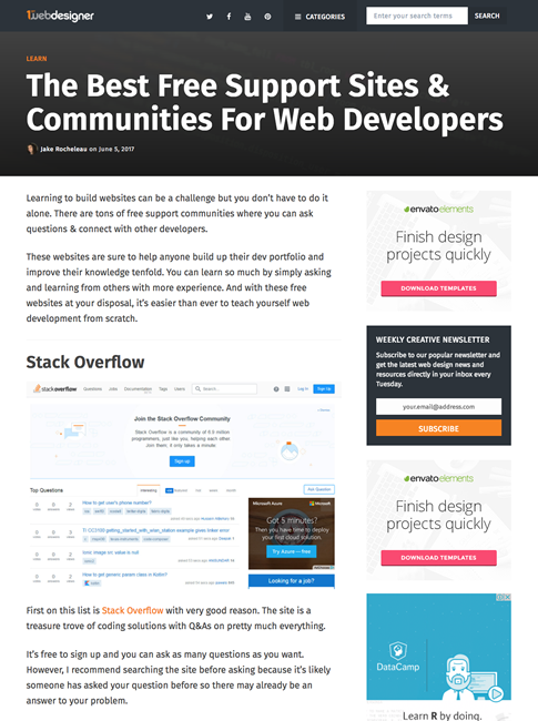 図4　Webデザイナーのためのサポートサイトやコミュニティ
