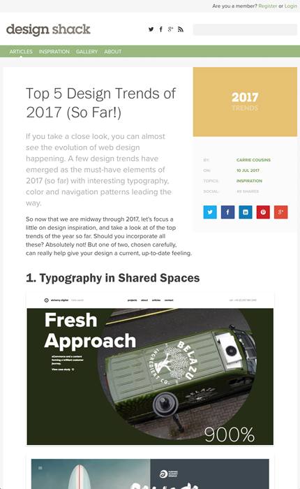 図1　2017年のWebデザインのトレンド