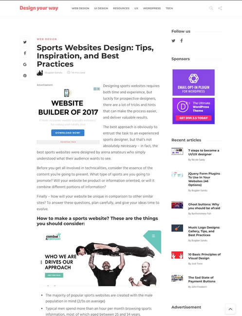 図5　スポーツ関連のウェブサイトデザインのテクニックと参考サイト