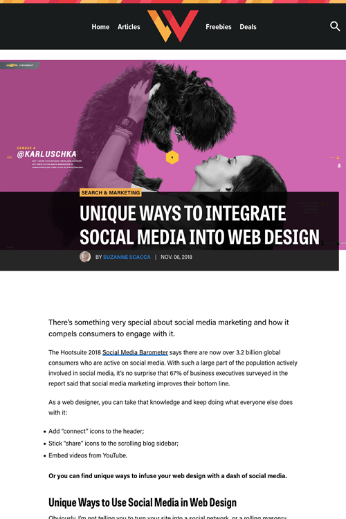 図2　ウェブデザインにソーシャルメディアを統合するユニークな方法