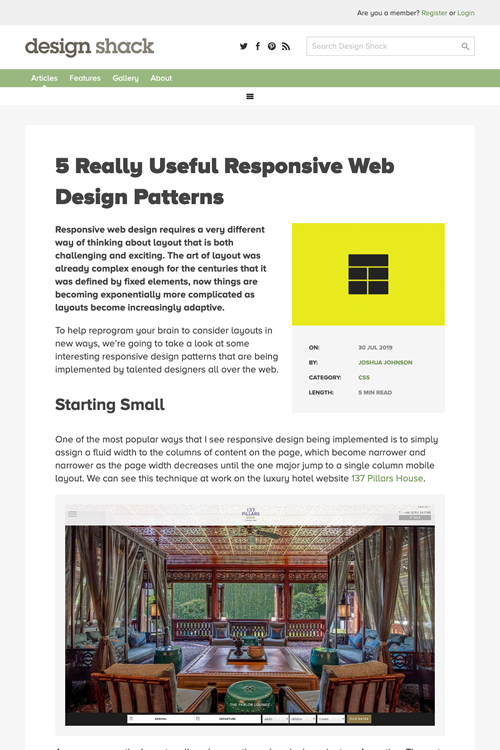 図1　レスポンシブWebデザインのデザインパターン5つ