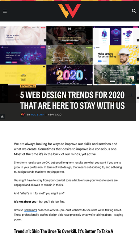 図3　2020年のウェブデザインのトレンド5つ
