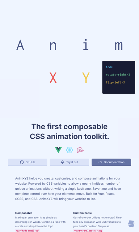 図5　CSSアニメーションのツールキットAnimXYZ