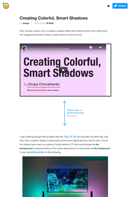 図4　CSSでカラフルな影を作成する方法