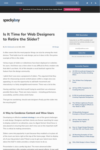 図1　Webデザイナーはそろそろスライダーを辞めるべきという提案