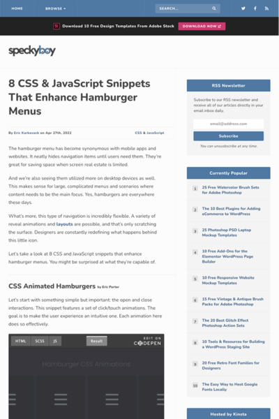 図3　ハンバーガーメニューを強化するCSS＆JavaScript集