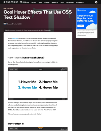 図4　CSS text-shadowを使ったホバーエフェクト