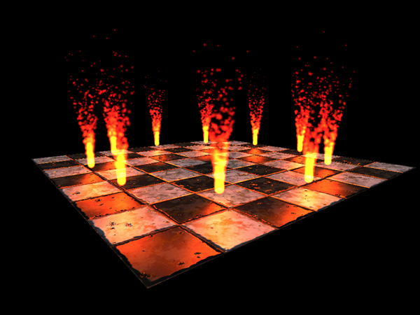 図1　Away3D TypeScriptサイトの作例「Animating particles simulating fire」