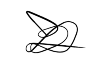 図2　マウスポインタの動きに少し遅れて線幅も滑らかに変わる線が描かれる