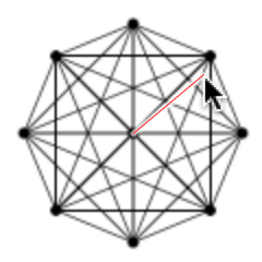 図1　中心からマウスポインタまでの距離と近似した円の半径で重なりを決める