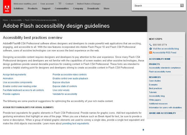 図1　Flash Accessibility Design Guidelines